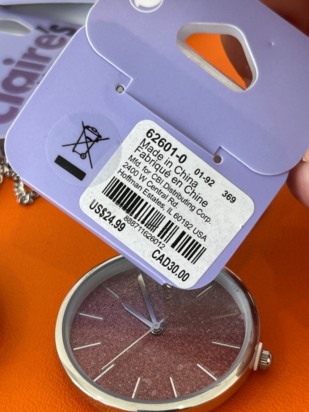 Claire's Silver Pendant Necklaces w Sparkling Pink Face NEW w tag! Best gift GWP - Picture 5 of 5